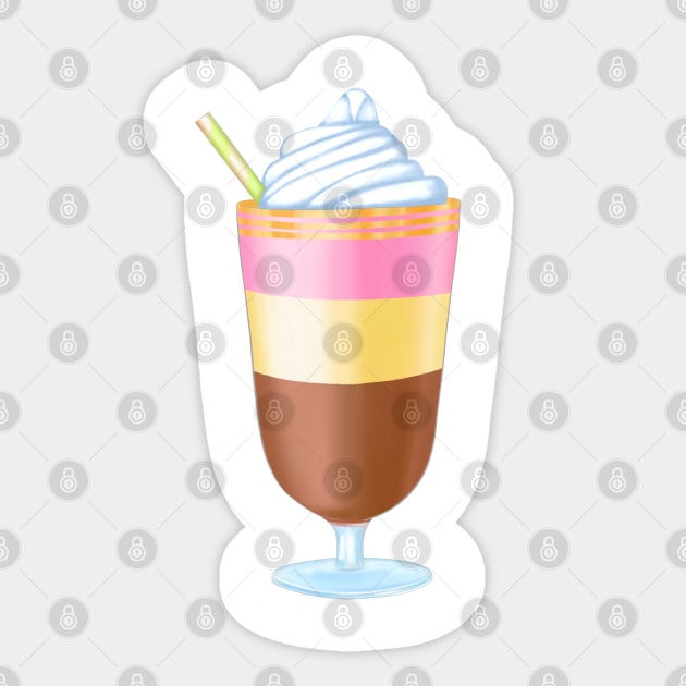 milkshake with whipped cream in a glass Sticker by Kuchinska design